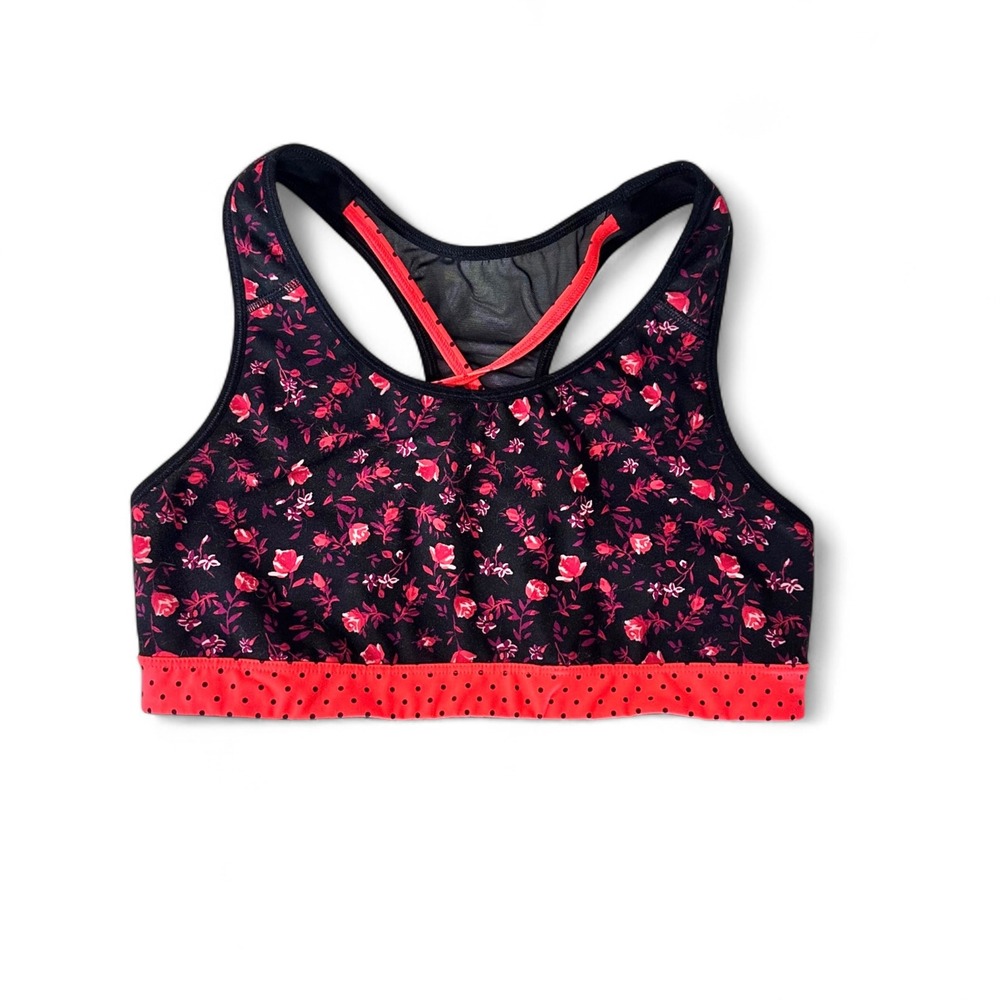 Floral Sports Bra‎ Medium Support Racerback Activewear Size Large - Picture 9 of 9
